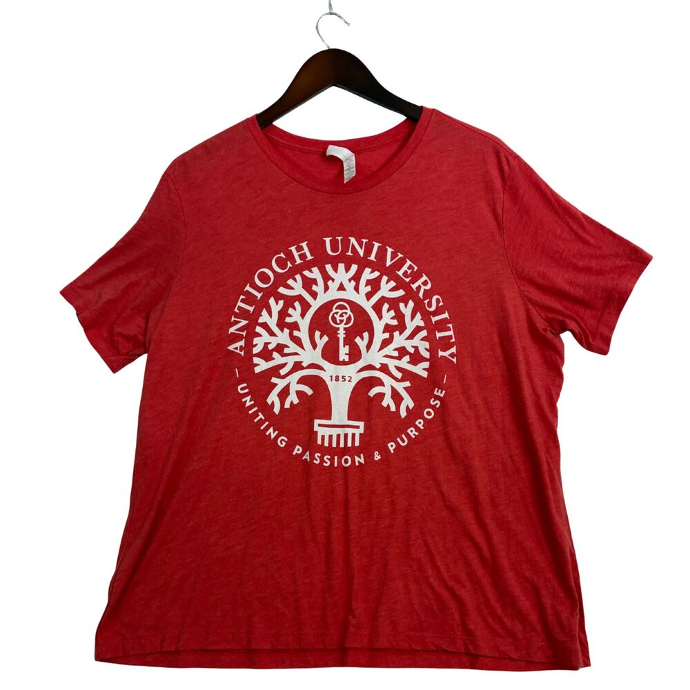 Antioch University T Shirt Womens 2XL Red Bella Canvas Tree Key College Tee